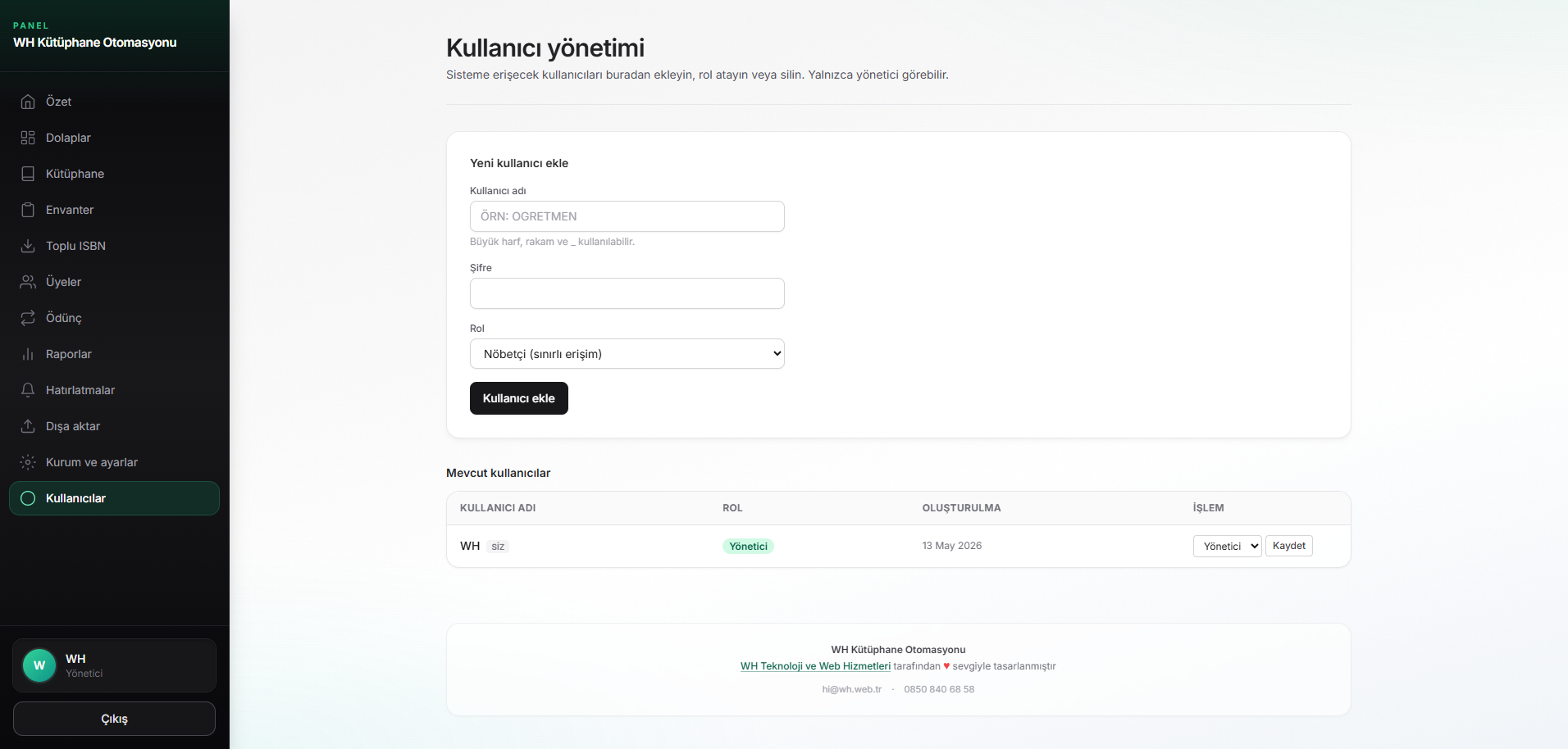 Kullanıcı Yönetimi